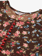 Jompers Women's Brown Flared Printed kurta | Grocsy
