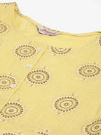 Jompers Women's Pista Green Cotton Blend Flared Printed kurta | Grocsy