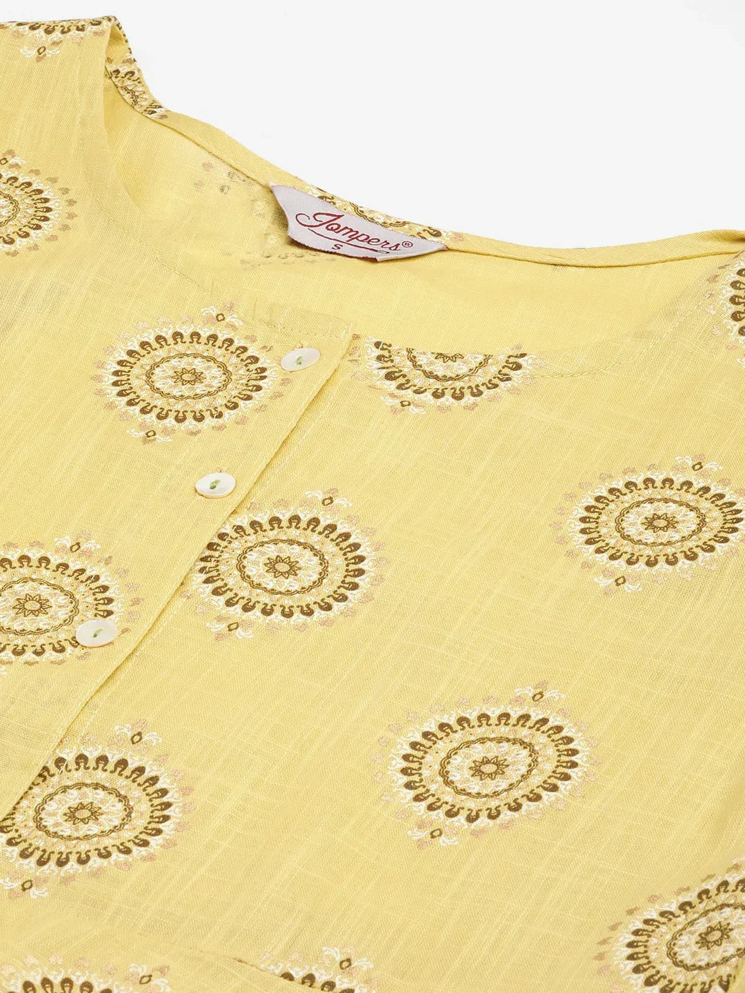Jompers Women's Pista Green Cotton Blend Flared Printed kurta | Grocsy