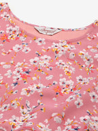 Jompers Women's Pink & White Georgette Floral Printed Kurta | Grocsy