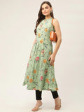 Jompers Women's Green Floral Print Anarkali Kurta | Grocsy