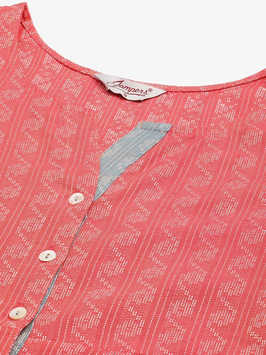 Jompers Women's Red & Grey Cotton Jacquard Geometric Printed Kurta | Grocsy