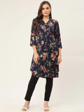 Jompers Women's Blue Cotton Blend straight Kurta | Grocsy