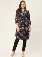 Jompers Women's Blue Cotton Blend straight Kurta | Grocsy