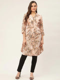 Jompers Women's Peach Cotton Blend straight Kurta | Grocsy