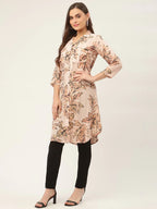 Jompers Women's Peach Cotton Blend straight Kurta | Grocsy