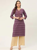 Jompers Women's Purple Pure Cotton Ikat Printed Kurta | Grocsy