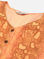 Jompers Women's Orange Georgette Tiger Printed Kurta | Grocsy