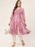 Jompers Women's Purple Georgette Tiger Printed Kurta | Grocsy