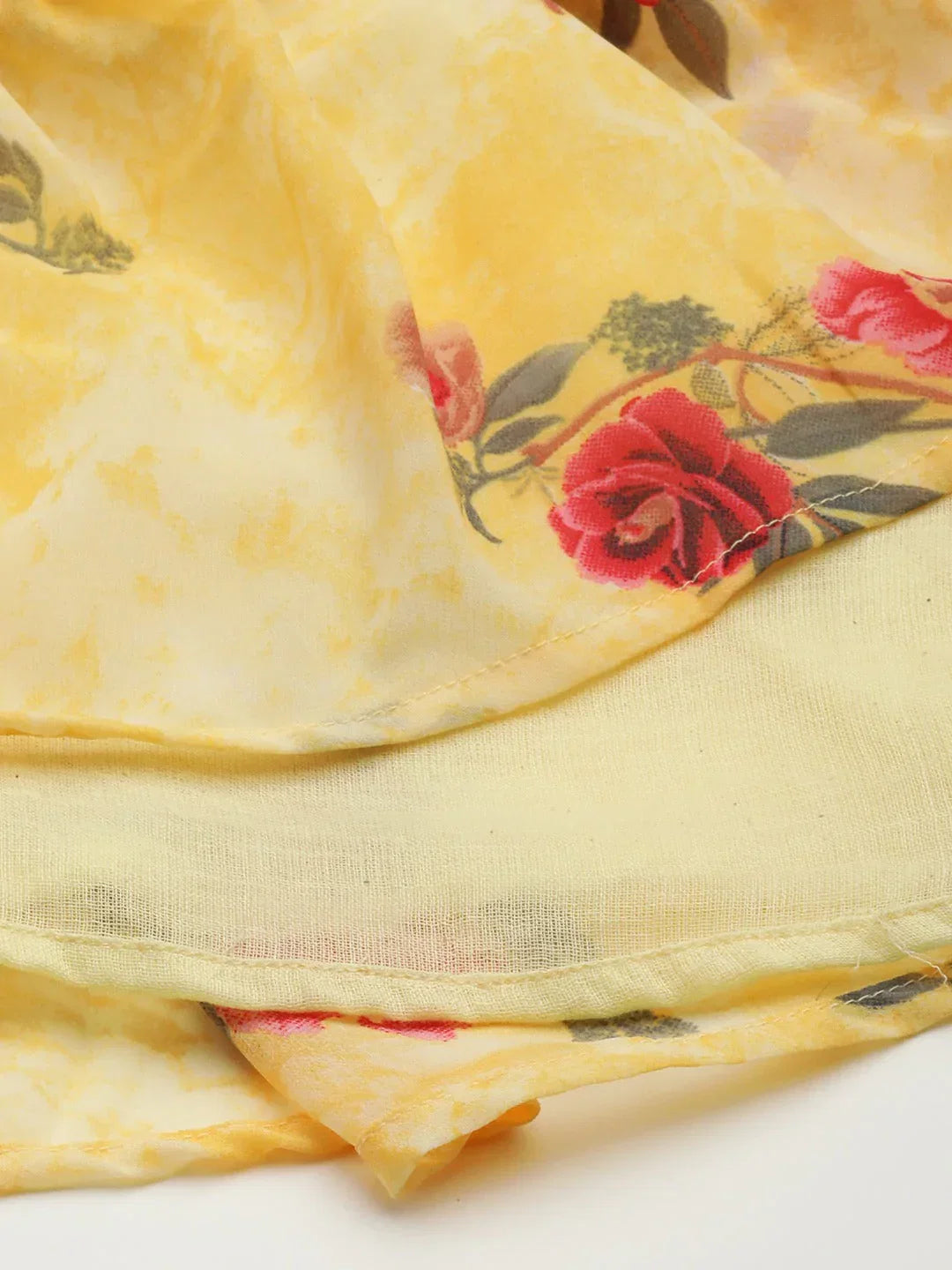 Jompers Women's Yellow Georgette Floral Printed Kurta | Grocsy