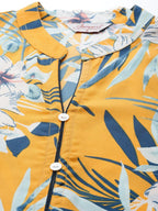 Jompers Women's Yellow & Teal Blue Floral Printed Floral Georgette Anarkali Kurta | Grocsy