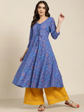 Jompers Women's Blue Bandhani Printed Anarkali Kurta | Grocsy
