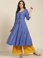 Jompers Women's Blue Bandhani Printed Anarkali Kurta | Grocsy