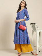 Jompers Women's Blue Bandhani Printed Anarkali Kurta | Grocsy