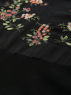 Jompers Women's Black & Green Floral Embroidered Georgette Anarkali Kurta | Grocsy