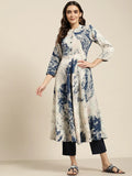 Jompers Women's Navy Blue & Pink Printed Anarkali Kurta | Grocsy