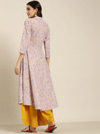 Jompers Women's Purple and yellow Printed Anarkali Kurta | Grocsy