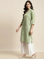 Jompers Women's Ethnic Motifs Thread Work Kurta - Yellow | Grocsy