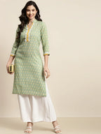 Jompers Women's Ethnic Motifs Thread Work Kurta - Yellow | Grocsy