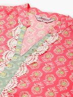 Jompers Women's Ethnic Motifs Thread Work Kurta - Pink | Grocsy