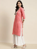 Jompers Women's Ethnic Motifs Thread Work Kurta - Pink | Grocsy