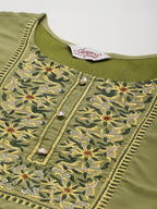 Jompers Women's Yoke Design Georgette Anarkali Kurta - Green | Grocsy