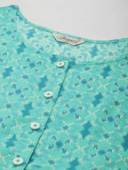 Jompers Women's Printed Anarkali Kurta - Pista | Grocsy