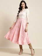 Jompers Women's Yok-Design Faired Kurta - Pink | Grocsy