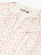Jompers Women's Yok-Design Faired Kurta - Pink | Grocsy