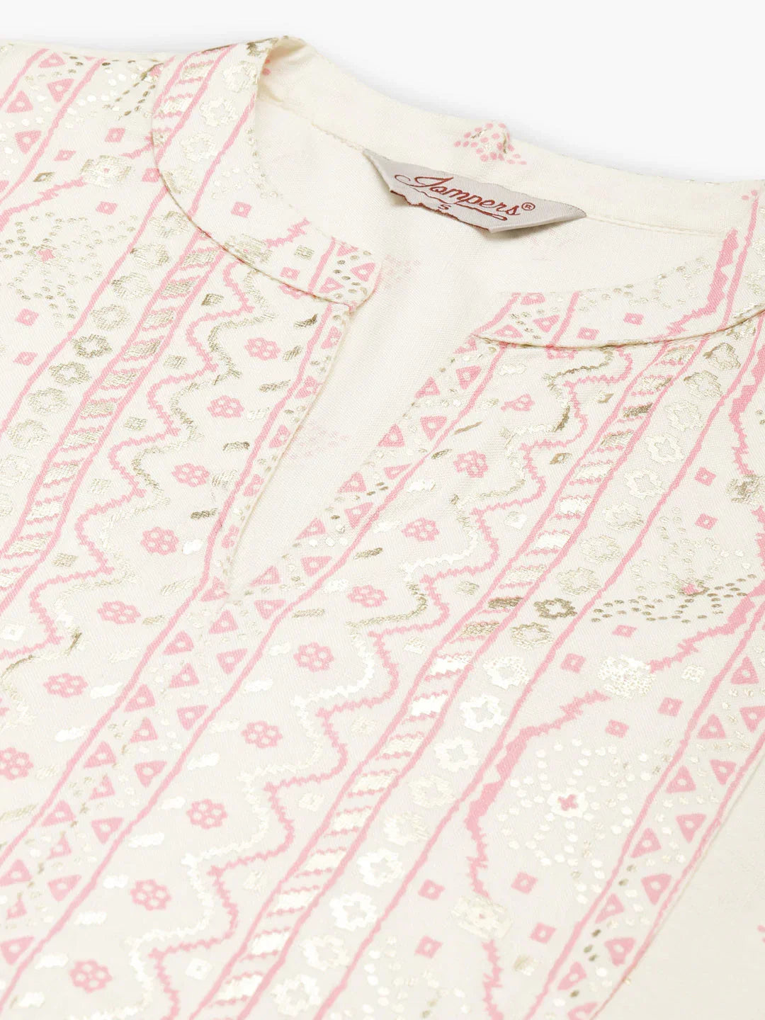 Jompers Women's Yok-Design Faired Kurta - Pink | Grocsy