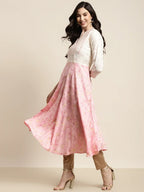Jompers Women's Yok-Design Faired Kurta - Pink | Grocsy