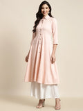 Jompers Women's Shirt Collar flared Kurta - Orange | Grocsy