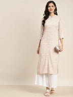 Jompers Women's Ethnic Motifs Printed Lurex Kurta - Brown | Grocsy