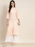 Jompers Women's Ethnic Motifs Printed Lurex Kurta - Orange | Grocsy
