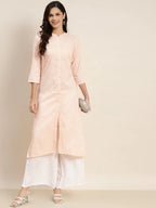 Jompers Women's Ethnic Motifs Printed Lurex Kurta - Orange | Grocsy