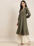Jompers Women's Printed Anarkali Kurta - Green | Grocsy