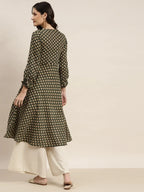 Jompers Women's Printed Anarkali Kurta - Green | Grocsy