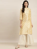Jompers Women's Printed Gotta Patti Kurta - Cream | Grocsy