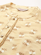 Jompers Women's Printed Gotta Patti Kurta - Cream | Grocsy