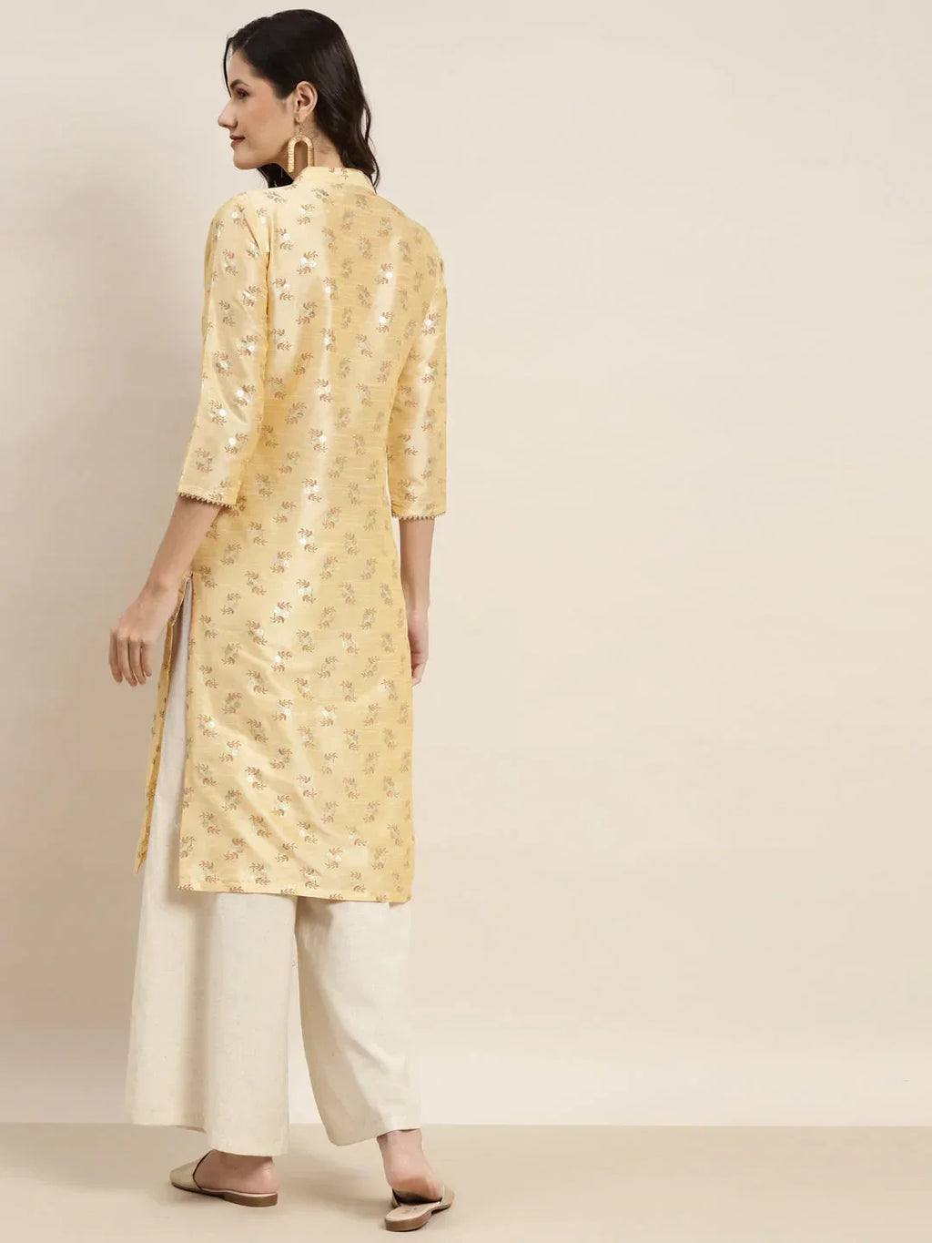 Jompers Women's Printed Gotta Patti Kurta - Cream | Grocsy