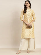 Jompers Women's Printed Gotta Patti Kurta - Cream | Grocsy