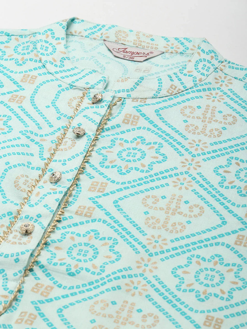 Jompers Women's Printed Gotta Patti Kurta - Gren | Grocsy