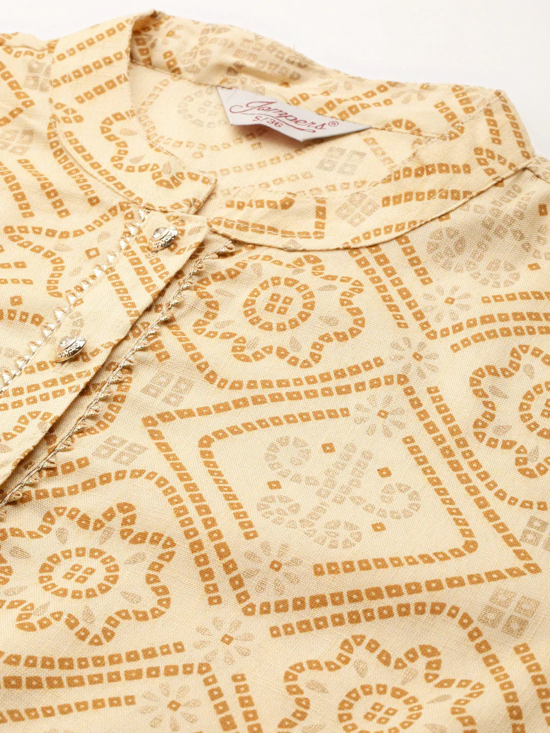 Jompers Women's Printed Gotta Patti Kurta - Mustard | Grocsy