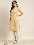 Jompers Women's Printed Gotta Patti Kurta - Mustard | Grocsy