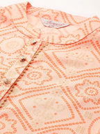 Jompers Women's Printed Gotta Patti Kurta - Orange | Grocsy