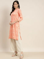 Jompers Women's Printed Gotta Patti Kurta - Orange | Grocsy