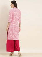Jompers Women's Printed Gotta Patti Kurta - Pink | Grocsy
