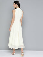 Jompers Women's Embroidered A-Line Midi Dress - Ivory | Grocsy