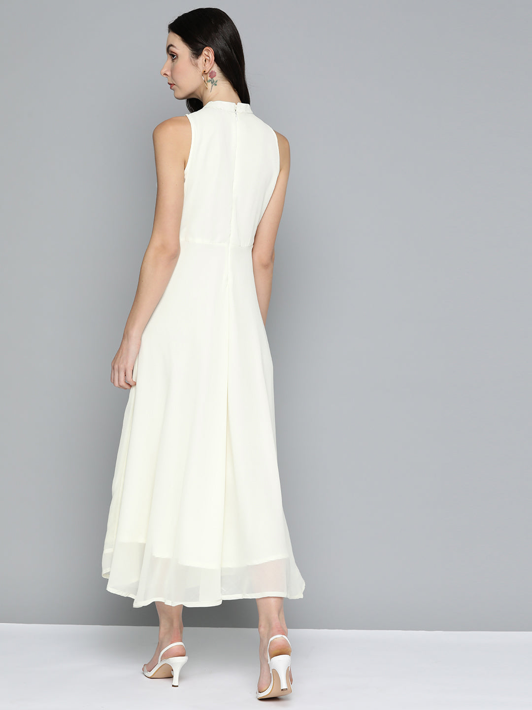 Jompers Women's Embroidered A-Line Midi Dress - Ivory | Grocsy