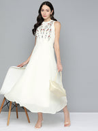 Jompers Women's Embroidered A-Line Midi Dress - Ivory | Grocsy